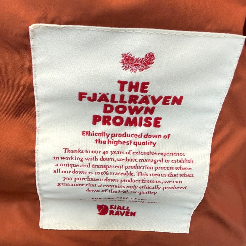 Fjallraven Greenland Down linner Vest Mens size L Burnt Orange Puffer Full Zip - Picture 9 of 12